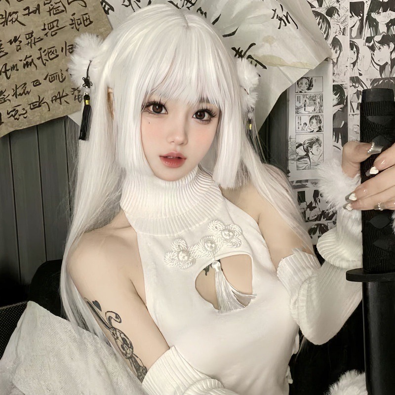 《雪姬》蛋白絲 純白色 公主切 60cm