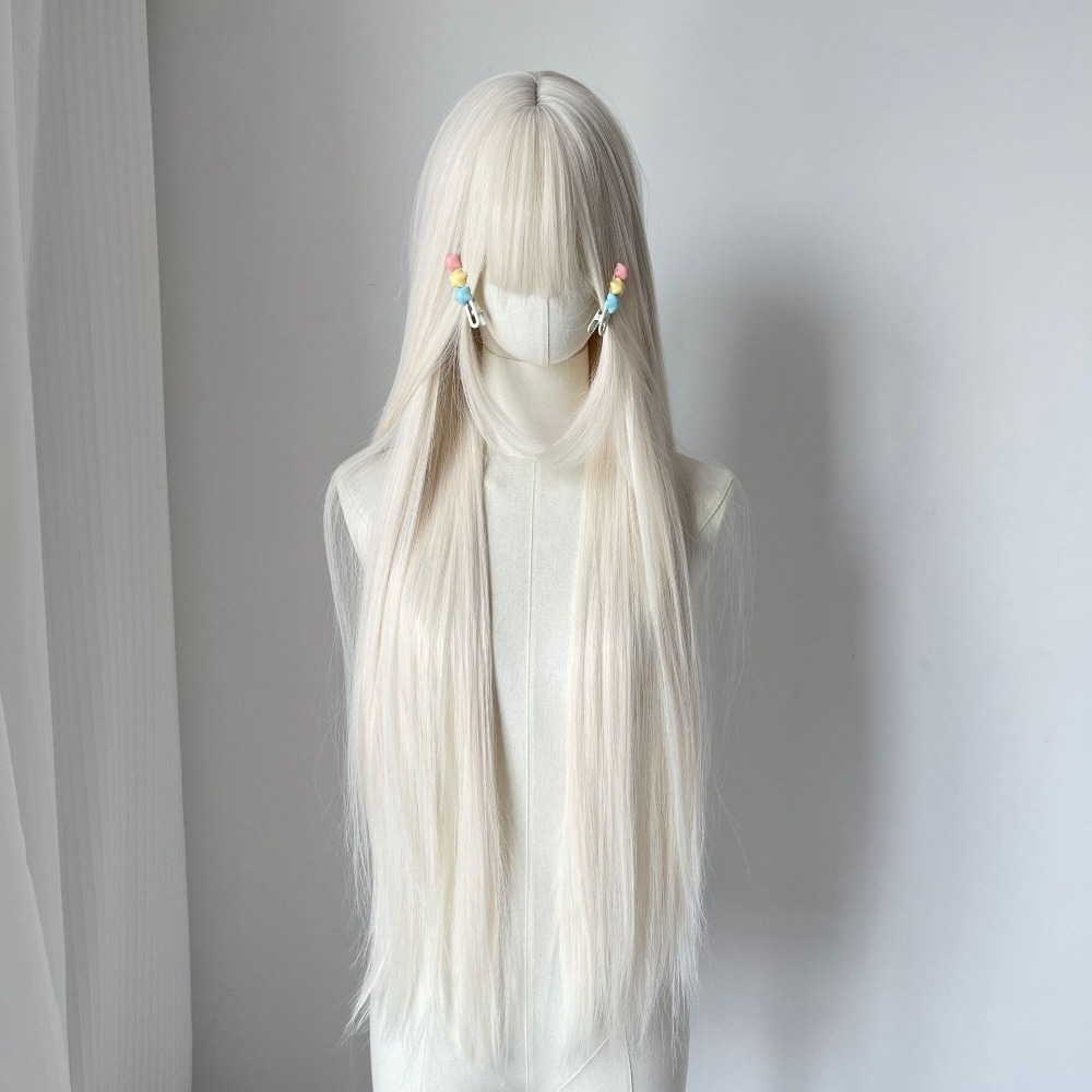 《倩倩》齊瀏海 奶白色 直髮 85cm