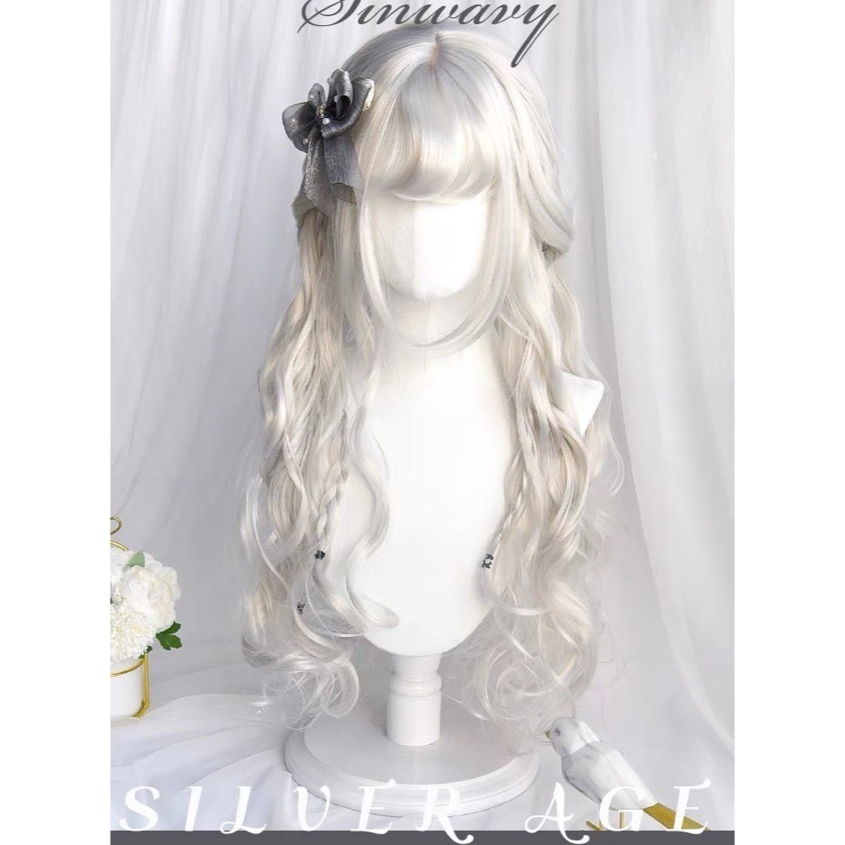 【現貨1】銀色 白色 灰色黑白漸變色 灰黑色 灰白色 純白色 銀白色系列假髮🤍白挑染日常假髮 奶奶假髮漸層假髮黑白假髮-規格圖4