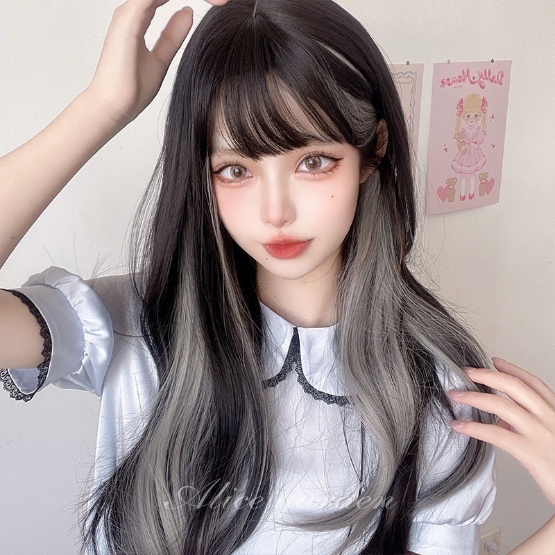 【現貨1】銀色 白色 灰色黑白漸變色 灰黑色 灰白色 純白色 銀白色系列假髮🤍白挑染日常假髮 奶奶假髮漸層假髮黑白假髮-規格圖4