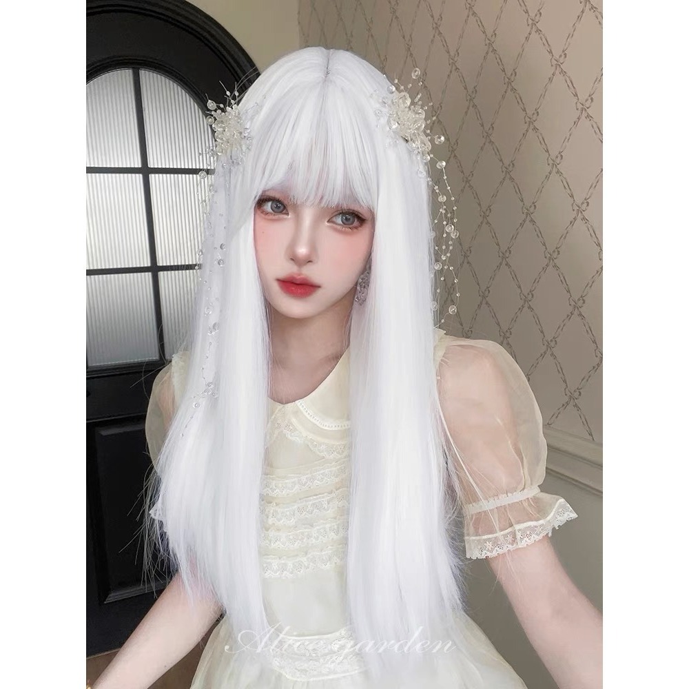 【現貨1】銀色 白色 灰色黑白漸變色 灰黑色 灰白色 純白色 銀白色系列假髮🤍白挑染日常假髮 奶奶假髮漸層假髮黑白假髮-規格圖4