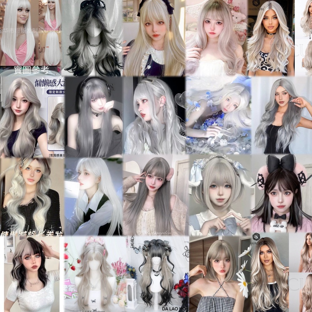 【現貨2】銀色 白色 灰色黑白漸變色 灰黑色 灰白色 純白色 銀白色系列假髮🤍白挑染日常假髮 奶奶假髮漸層假髮黑白假髮-細節圖3