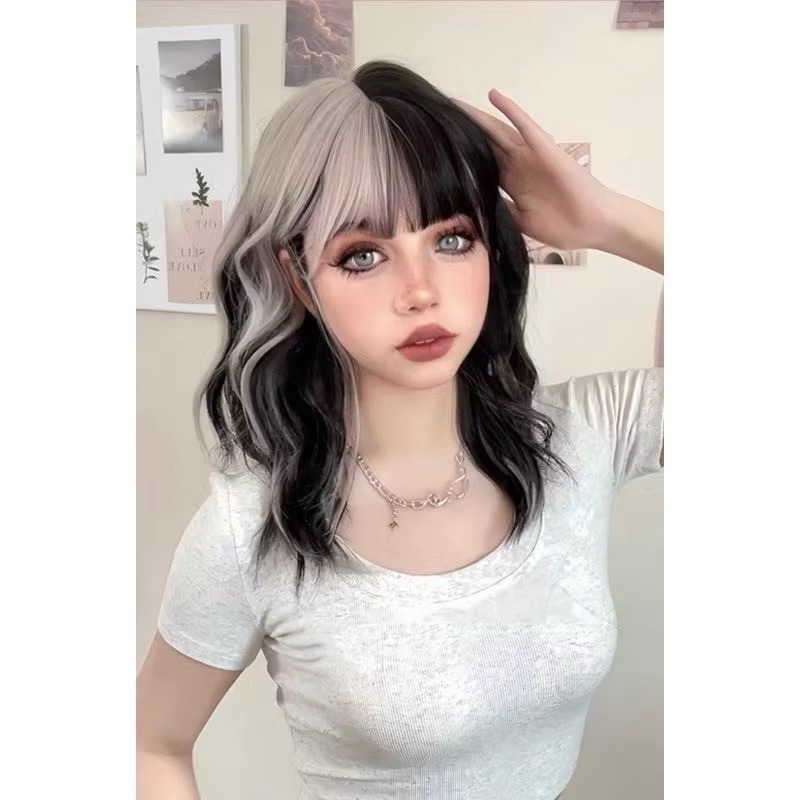 【現貨2】銀色 白色 灰色黑白漸變色 灰黑色 灰白色 純白色 銀白色系列假髮🤍白挑染日常假髮 奶奶假髮漸層假髮黑白假髮-規格圖4