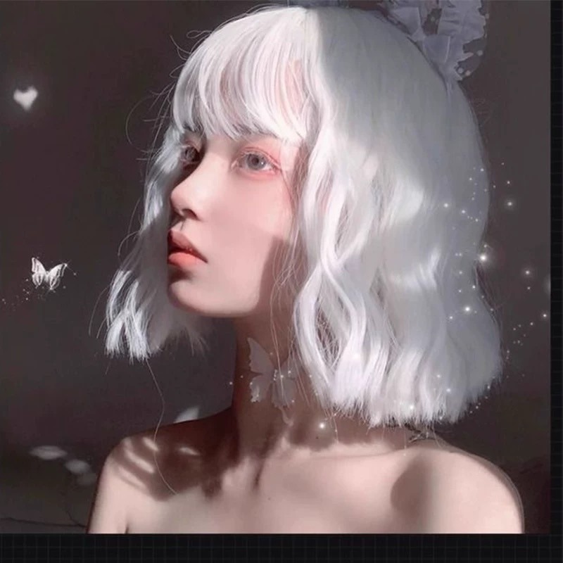 【現貨2】銀色 白色 灰色黑白漸變色 灰黑色 灰白色 純白色 銀白色系列假髮🤍白挑染日常假髮 奶奶假髮漸層假髮黑白假髮-規格圖4