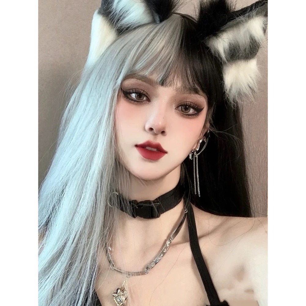 《引芥》黑灰雙併色 直髮 60cm+-