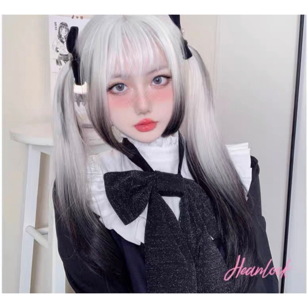 【現貨2】銀色 白色 灰色黑白漸變色 灰黑色 灰白色 純白色 銀白色系列假髮🤍白挑染日常假髮 奶奶假髮漸層假髮黑白假髮-規格圖4