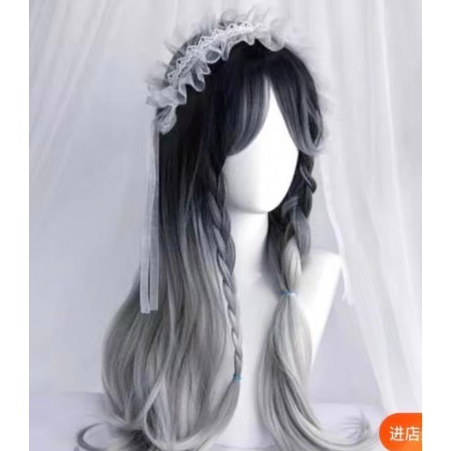 染墨銀色漸變微捲髮🤍65cm+-