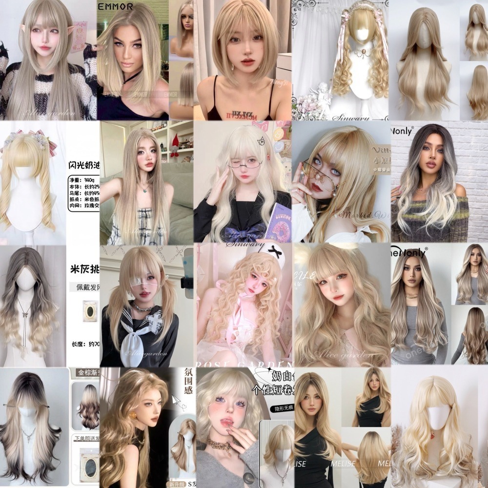 【現貨1】淺金色 米金色 砂金色 金棕 灰金 白金 黃金 亞麻金挑染系列💛女生假髮金髮美女漸層假髮愛麗絲假髮長假髮金髮-細節圖4