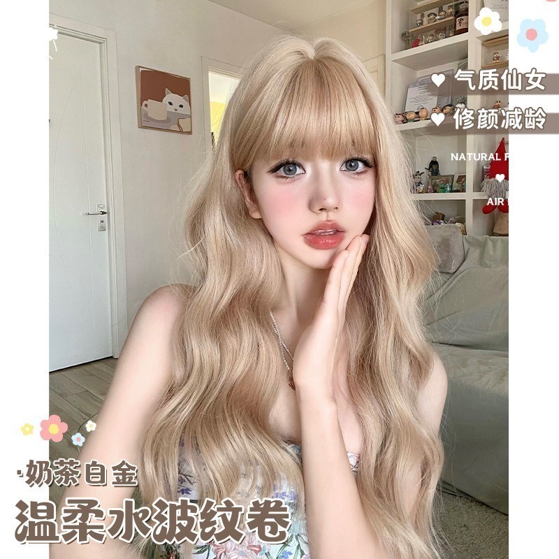 【現貨1】淺金色 米金色 砂金色 金棕 灰金 白金 黃金 亞麻金挑染系列💛女生假髮金髮美女漸層假髮愛麗絲假髮長假髮金髮-規格圖6