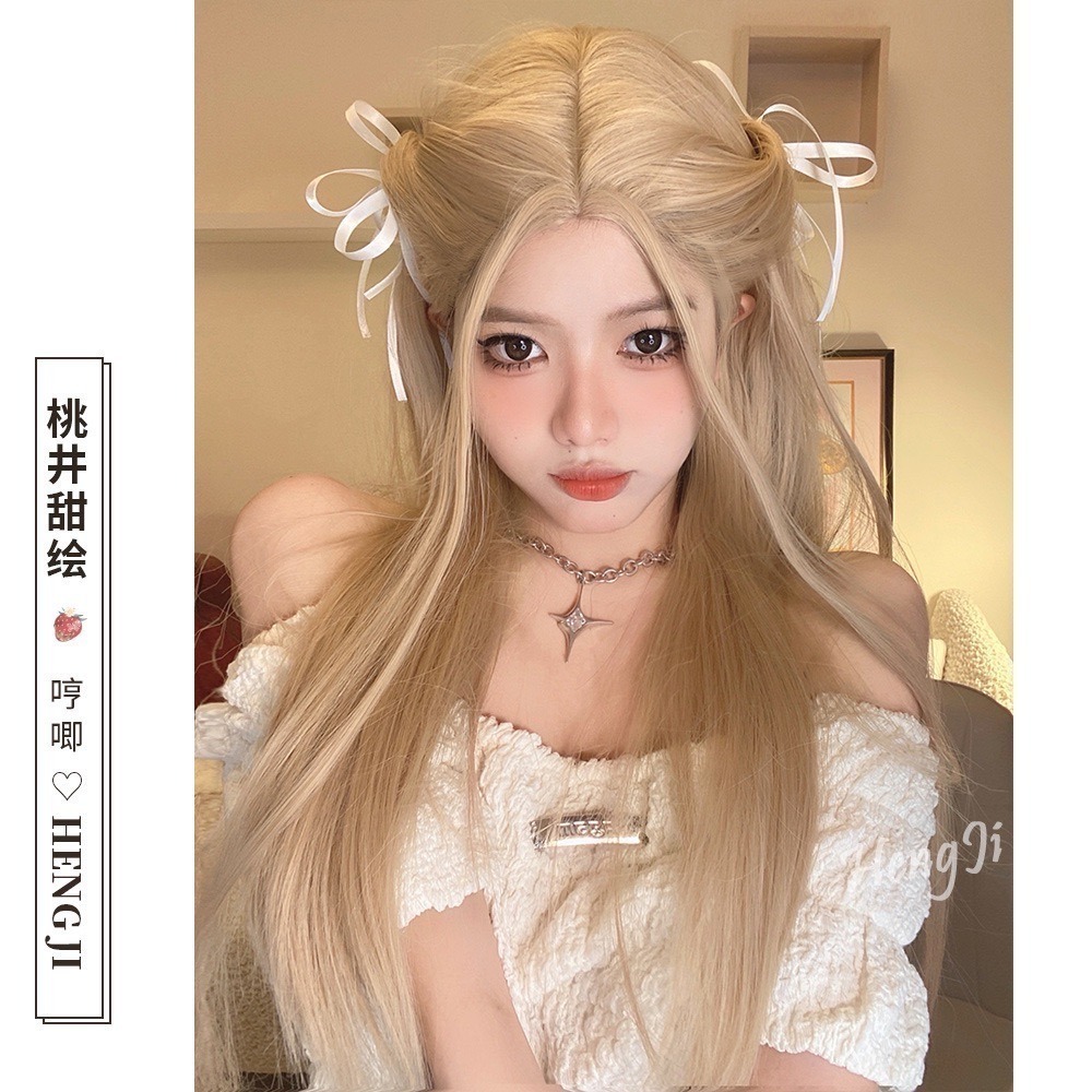 【現貨1】淺金色 米金色 砂金色 金棕 灰金 白金 黃金 亞麻金挑染系列💛女生假髮金髮美女漸層假髮愛麗絲假髮長假髮金髮-規格圖6