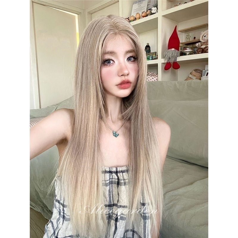 【現貨1】淺金色 米金色 砂金色 金棕 灰金 白金 黃金 亞麻金挑染系列💛女生假髮金髮美女漸層假髮愛麗絲假髮長假髮金髮-規格圖6