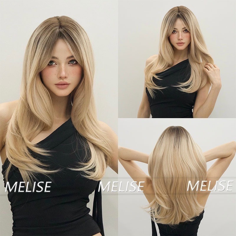 【現貨1】淺金色 米金色 砂金色 金棕 灰金 白金 黃金 亞麻金挑染系列💛女生假髮金髮美女漸層假髮愛麗絲假髮長假髮金髮-規格圖6