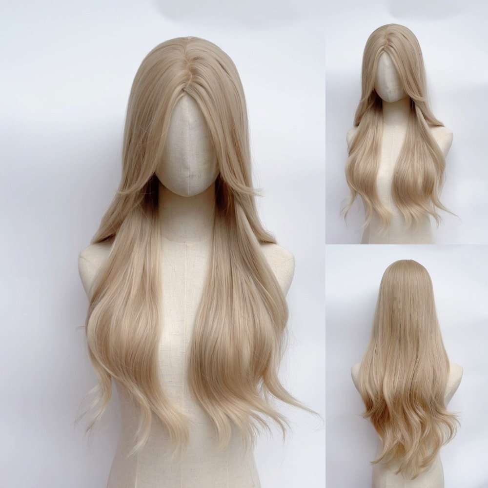 【現貨2】淺金色 米金色 砂金色 金棕 灰金 白金 黃金 亞麻金挑染系列💛愛麗絲假髮 金髮cosplay 金色捲髮假髮-規格圖5