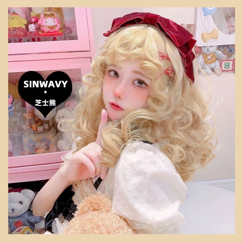 【現貨2】淺金色 米金色 砂金色 金棕 灰金 白金 黃金 亞麻金挑染系列💛愛麗絲假髮 金髮cosplay 金色捲髮假髮-規格圖5