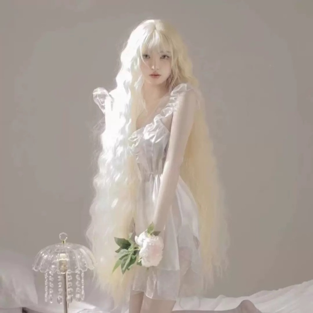 《柔柔》蛋白絲 淺金色 羊毛捲100cm