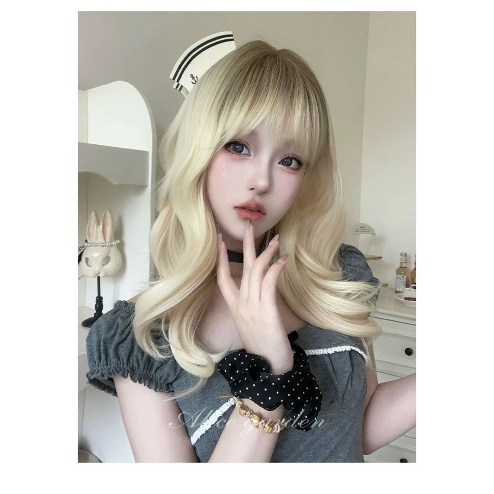【現貨2】淺金色 米金色 砂金色 金棕 灰金 白金 黃金 亞麻金挑染系列💛愛麗絲假髮 金髮cosplay 金色捲髮假髮-規格圖5