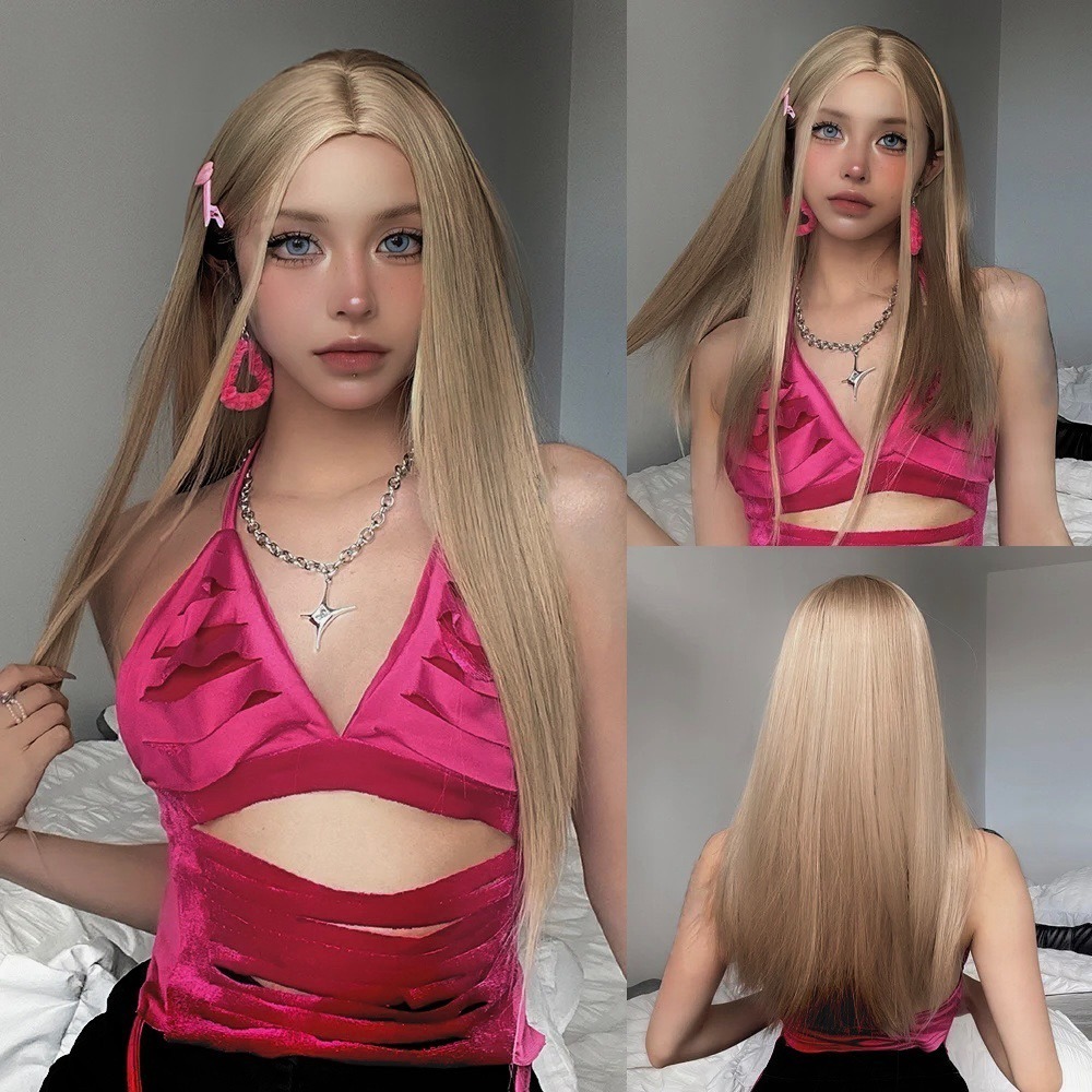 《絮晴》中分 亞麻砂金 直髮 60cm