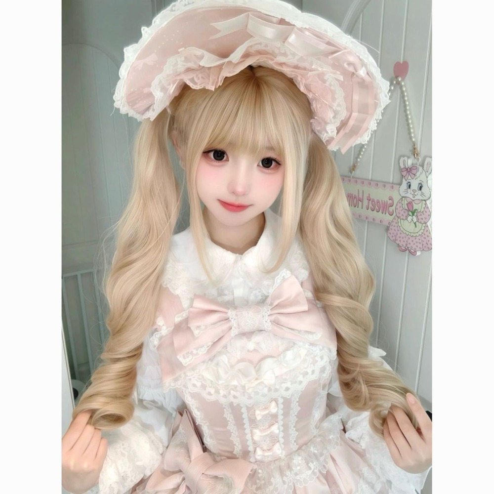 蛋白絲 已綁雙馬尾 奶茶金羅馬捲80cm