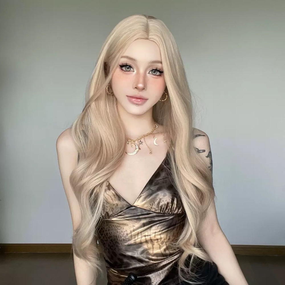【現貨2】淺金色 米金色 砂金色 金棕 灰金 白金 黃金 亞麻金挑染系列💛愛麗絲假髮 金髮cosplay 金色捲髮假髮-規格圖5