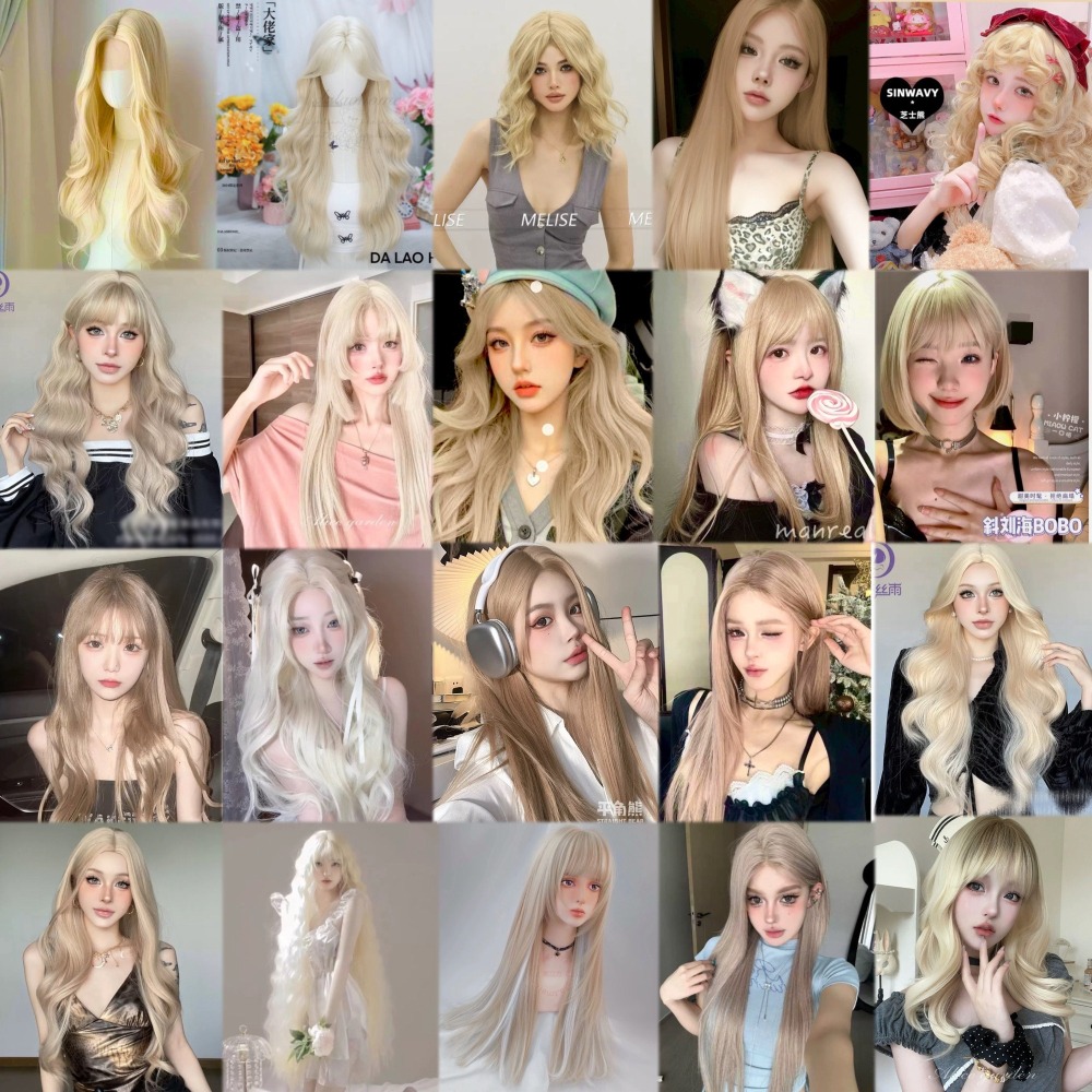【現貨3】淺金色 米金色 砂金色 金棕 灰金 白金 黃金 亞麻金挑染系列💛愛麗絲假髮 金髮cosplay 金色捲髮假髮-細節圖2