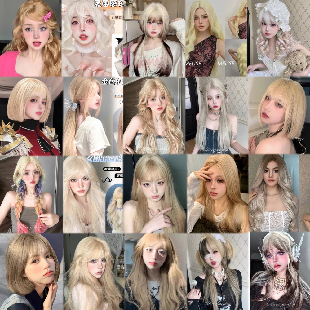 【現貨3】淺金色 米金色 砂金色 金棕 灰金 白金 黃金 亞麻金挑染系列💛愛麗絲假髮 金髮cosplay 金色捲髮假髮-細節圖4