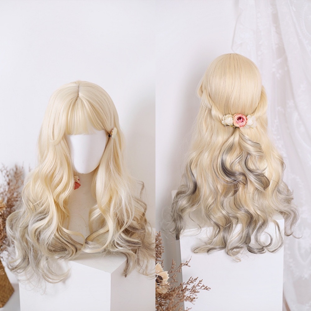 【現貨3】淺金色 米金色 砂金色 金棕 灰金 白金 黃金 亞麻金挑染系列💛愛麗絲假髮 金髮cosplay 金色捲髮假髮-規格圖5