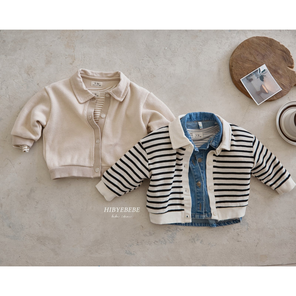 Hibye麥洛華夫格外套-黑白橫條-細節圖2