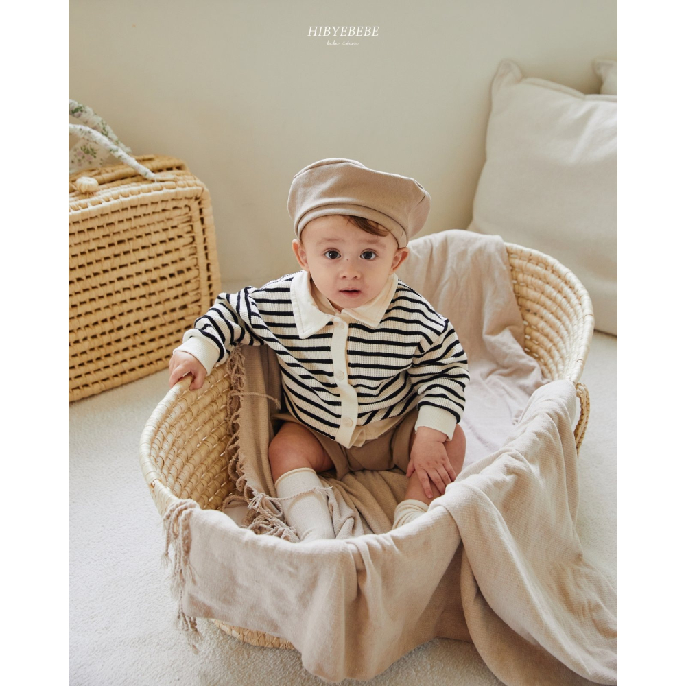 Hibye麥洛華夫格外套-黑白橫條-細節圖5