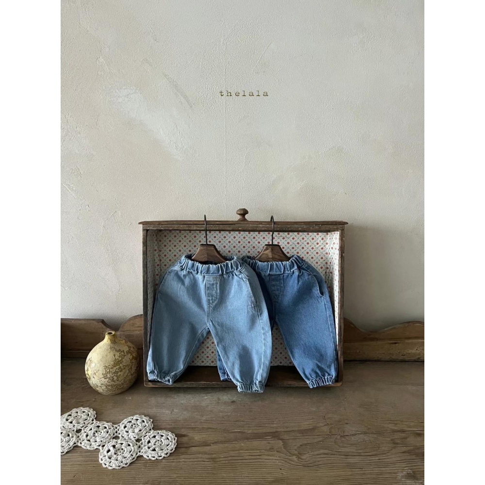 Thelala牛仔縮口長褲-細節圖2
