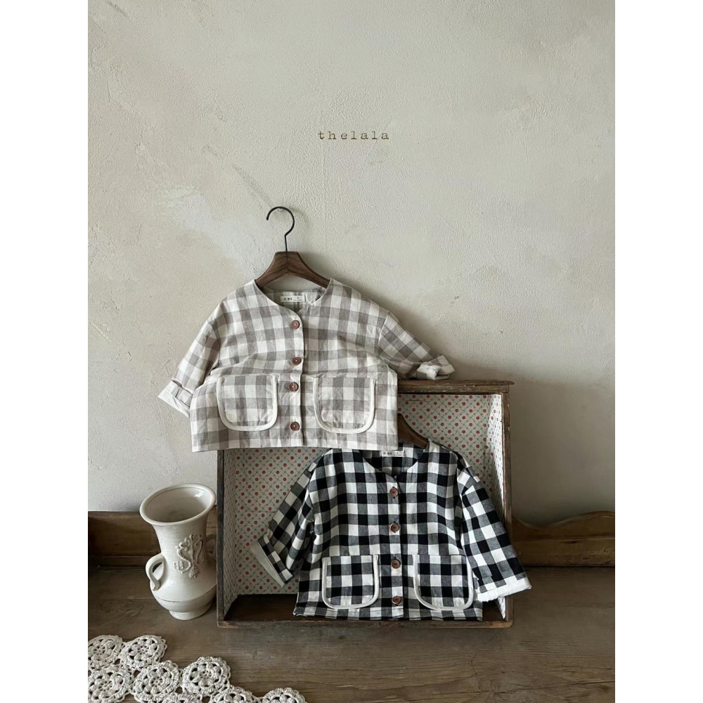 Thelala格紋外套-咖-細節圖2