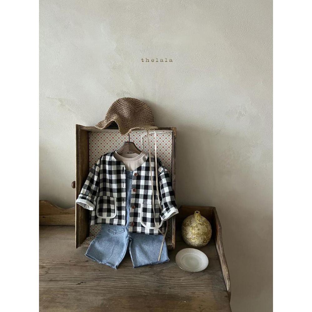 Thelala格紋外套-咖-細節圖3