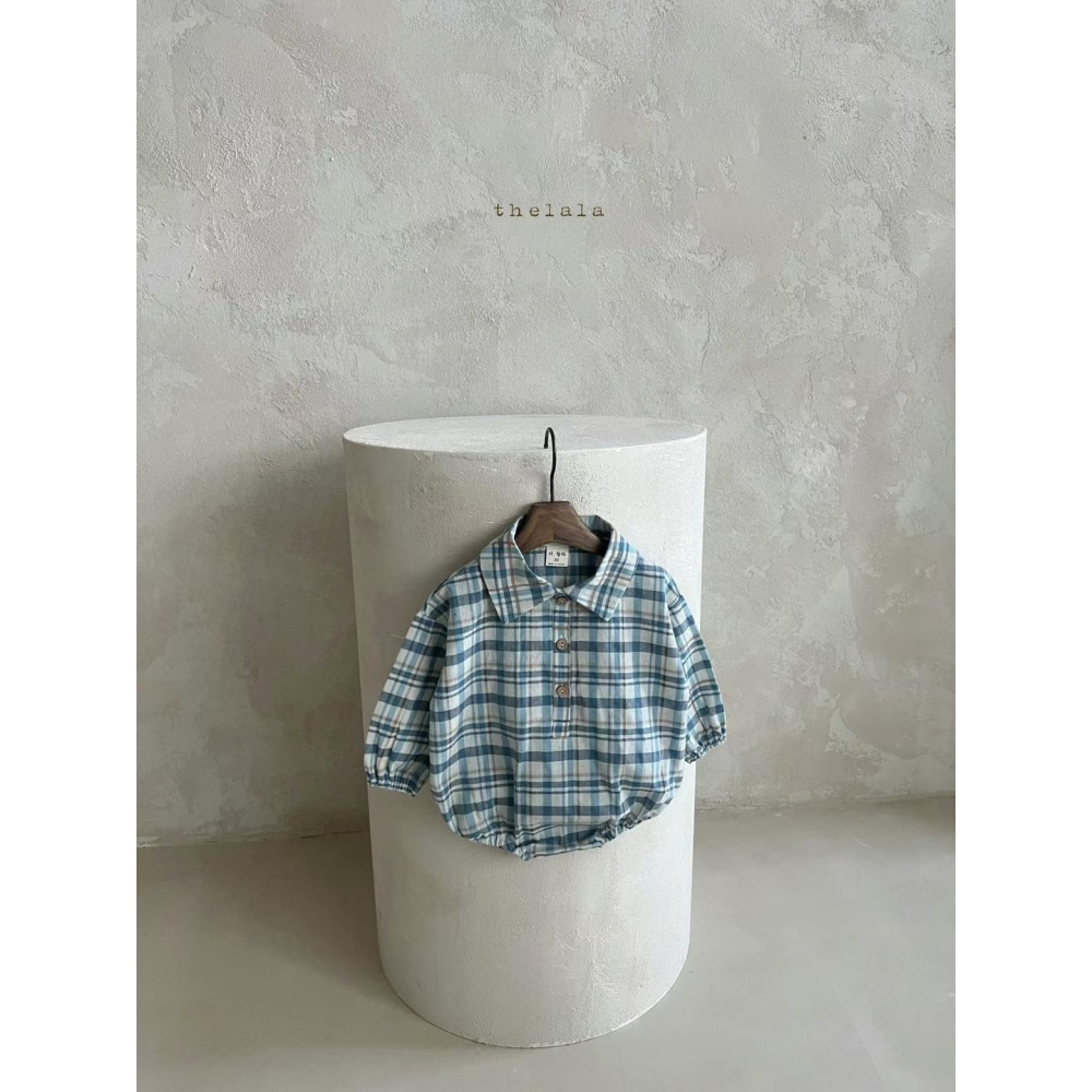 Thelala格紋襯衫連身包屁裝-細節圖2