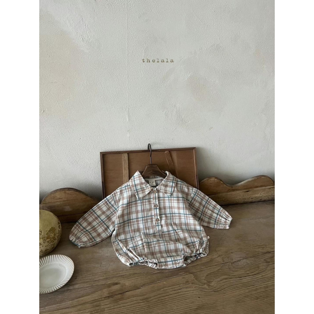 Thelala格紋襯衫連身包屁裝-細節圖3