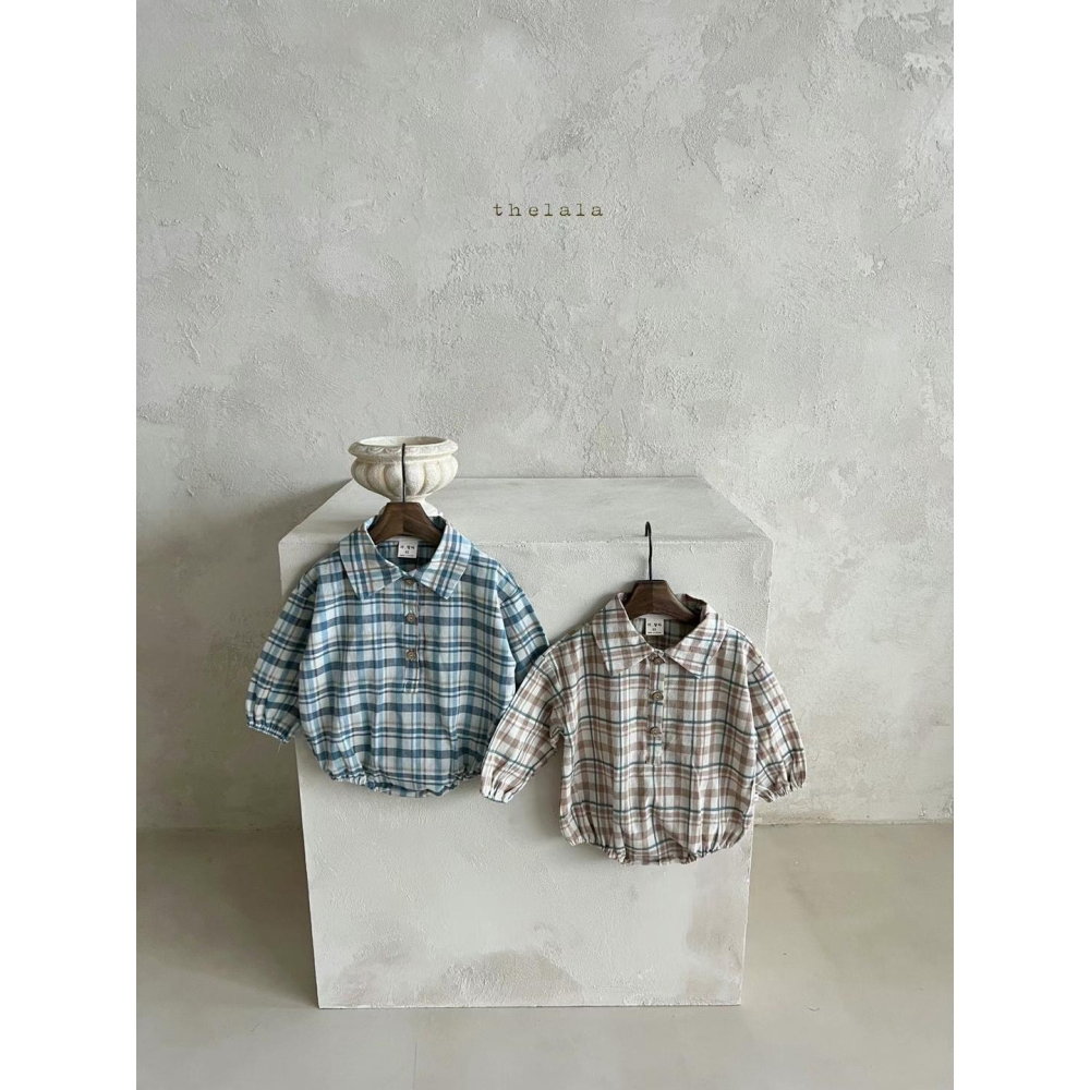 Thelala格紋襯衫連身包屁裝-細節圖4