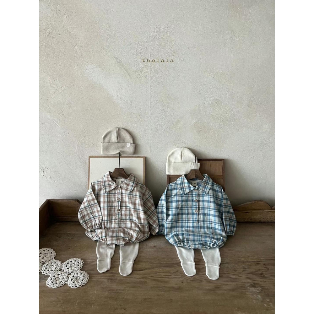 Thelala格紋襯衫連身包屁裝-細節圖5
