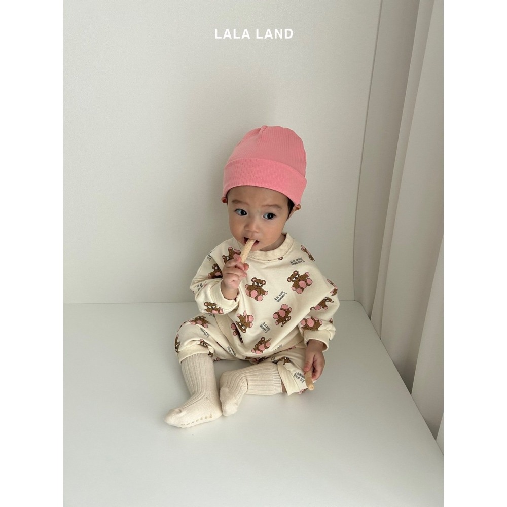 Lalaland滿版小熊套裝/白(bebe)-細節圖3