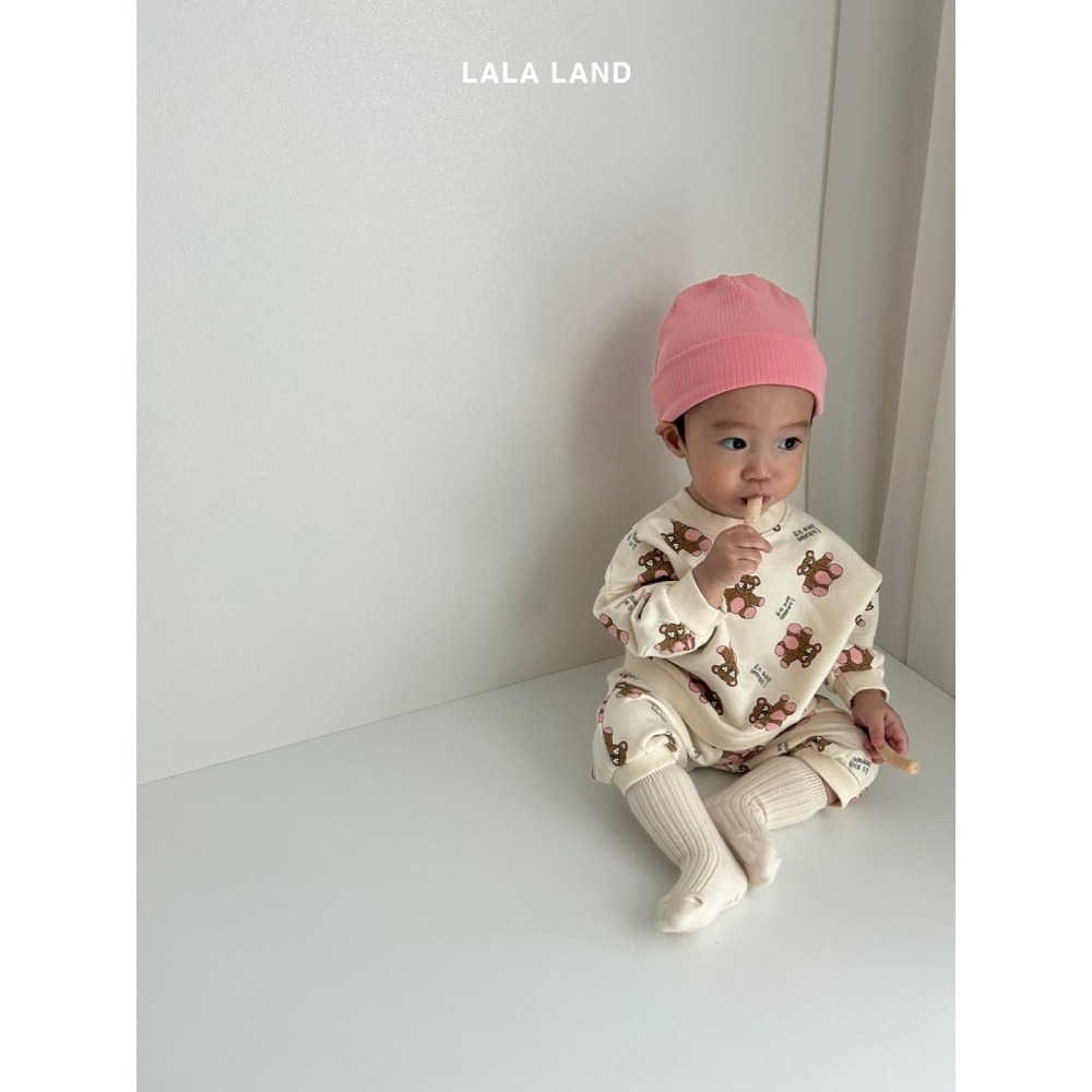 Lalaland滿版小熊套裝/白(bebe)-細節圖4