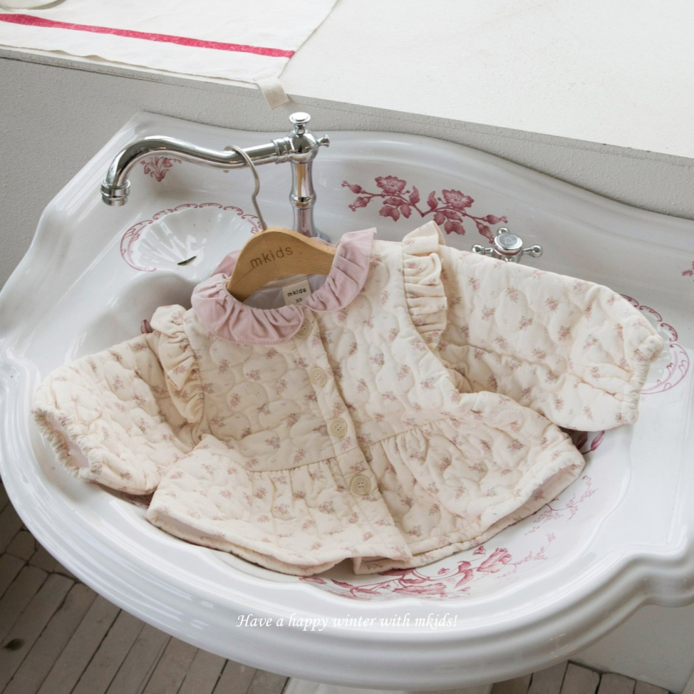 Mkids 外套 엠키즈 러브유퀄팅자켓(크림) / 러브유퀄팅자켓(핑크)-細節圖8