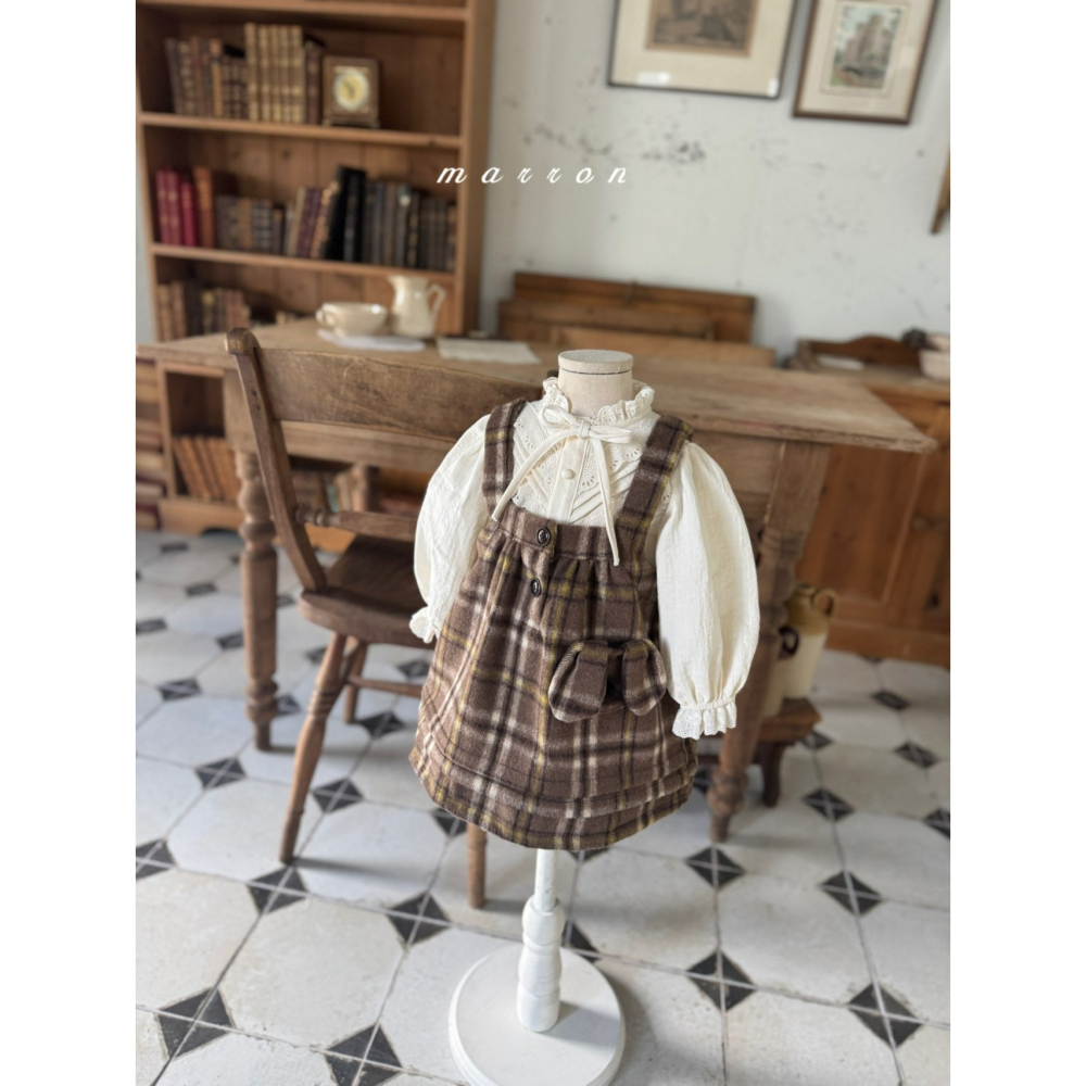 Marron 洋裝 마론 퍼피체크원피스-細節圖2