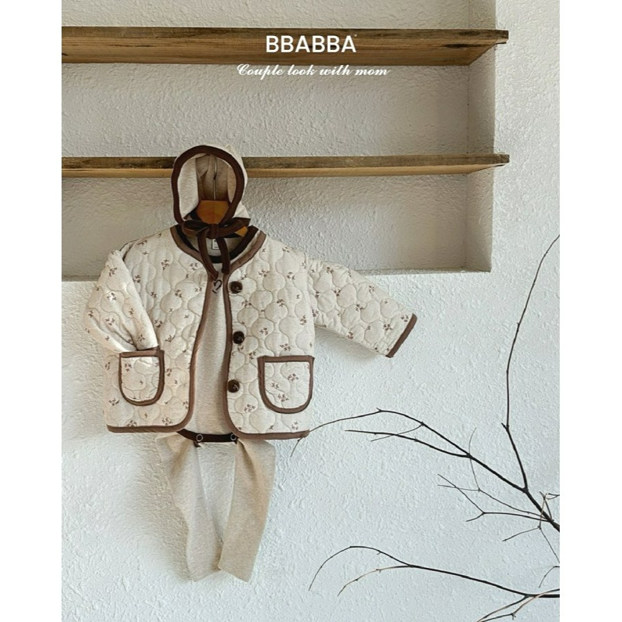 BBABBA 套裝 (帽/包屁依/內搭褲) 빠빠 하트자수3종SET(피치기모)-細節圖6