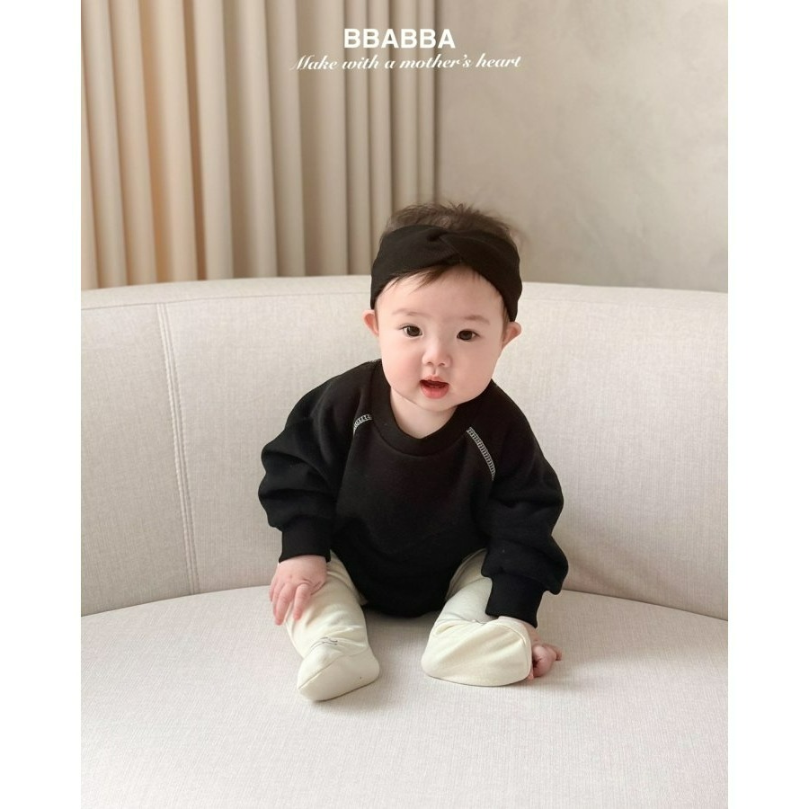 BBABBA 包屁衣 빠빠 블랙크림슈트(양기모)맘커플-細節圖3