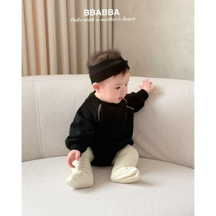 BBABBA 包屁衣 빠빠 블랙크림슈트(양기모)맘커플-細節圖5