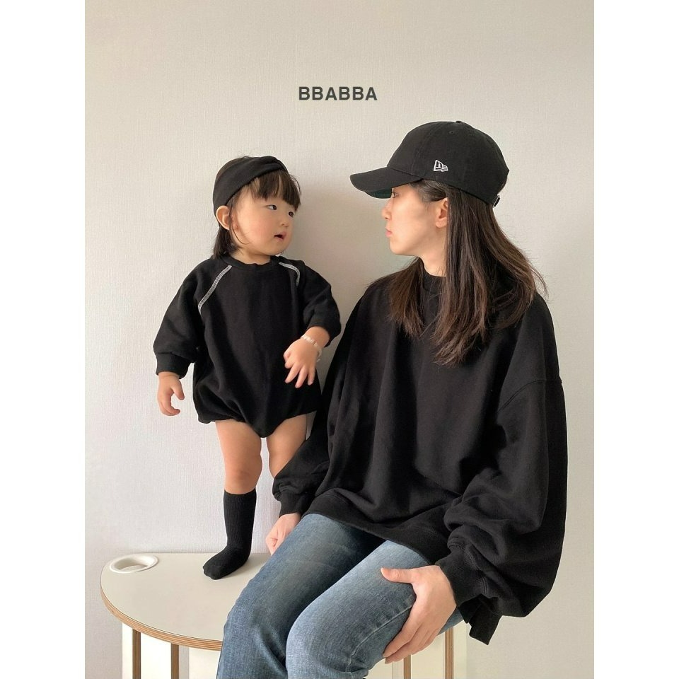 BBABBA 包屁衣 빠빠 블랙크림슈트(양기모)맘커플-細節圖6