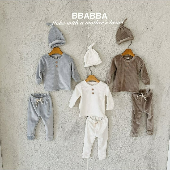 BBABBA 套裝 (帽/上下) 빠빠 꼬송골지3종set-밍크-細節圖3