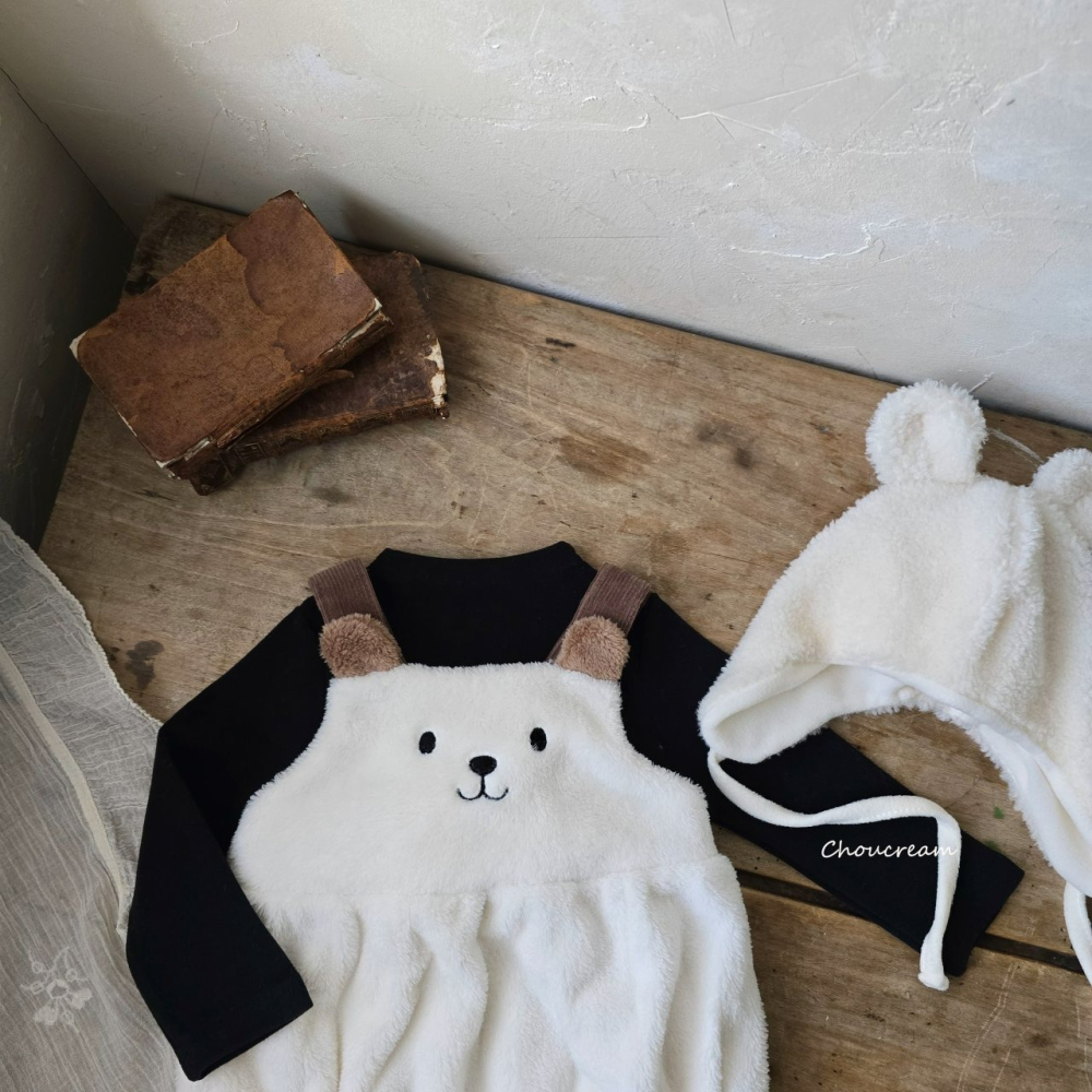 Choucream 包屁衣 슈크림 아기곰멜빵슈트(겨울)-細節圖9