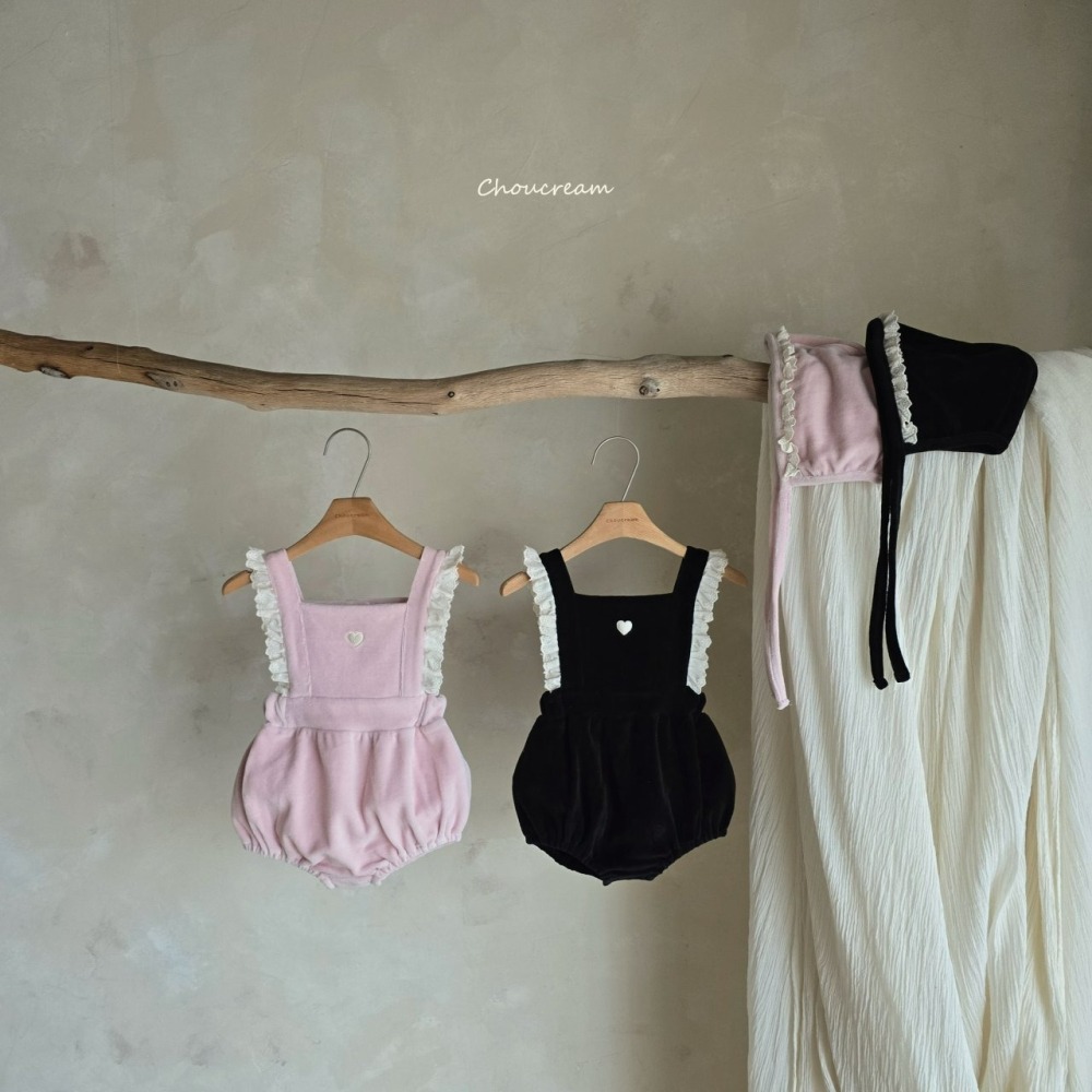 Choucream 包屁衣 (含帽) 슈크림 하트멜빵슈트(보넷set)-細節圖4