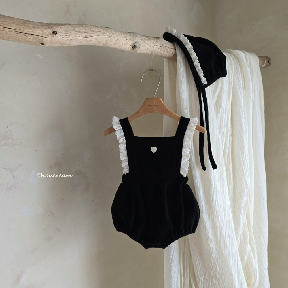 Choucream 包屁衣 (含帽) 슈크림 하트멜빵슈트(보넷set)-細節圖5