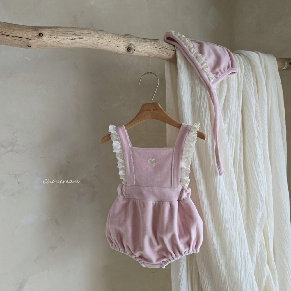 Choucream 包屁衣 (含帽) 슈크림 하트멜빵슈트(보넷set)-細節圖6