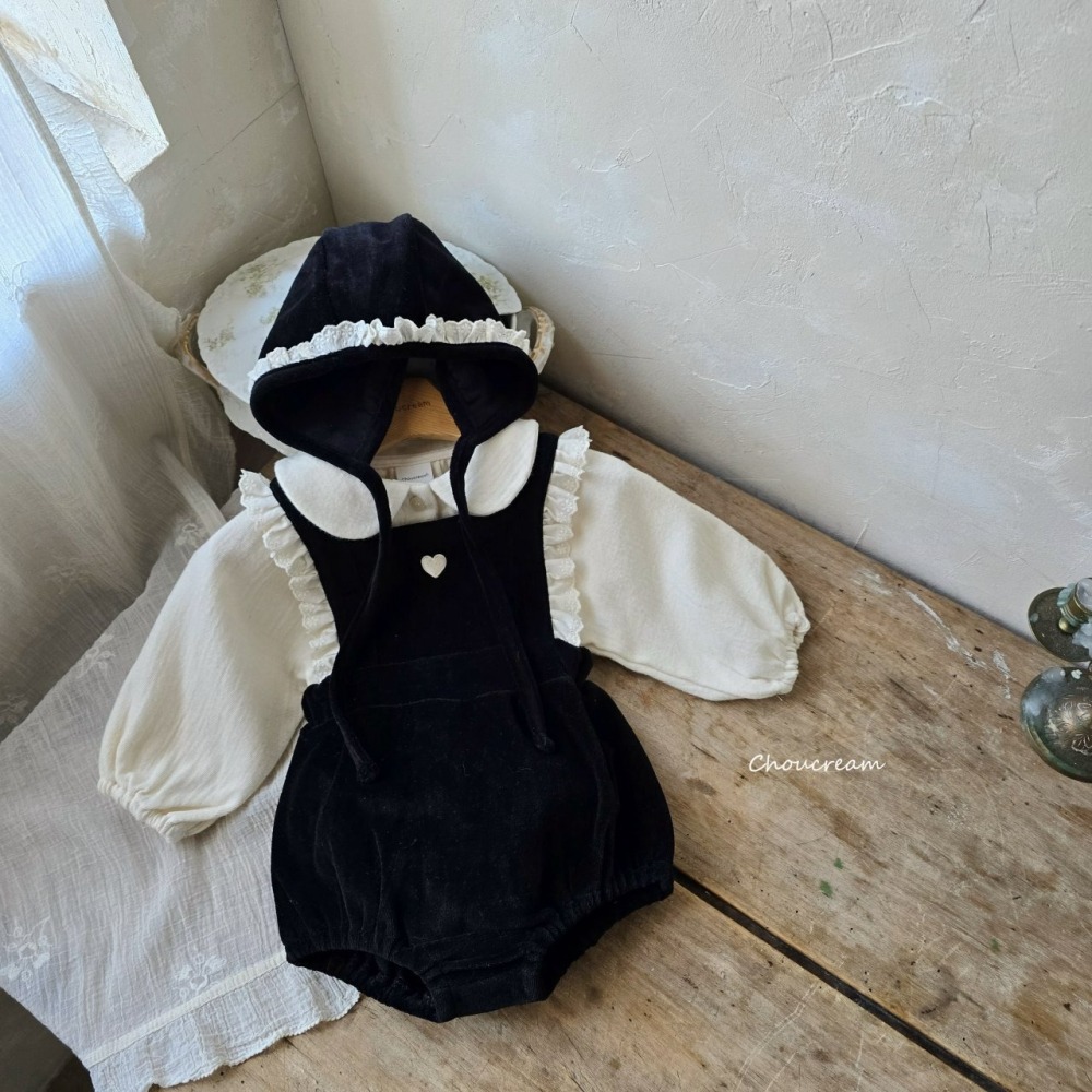 Choucream 包屁衣 (含帽) 슈크림 하트멜빵슈트(보넷set)-細節圖7