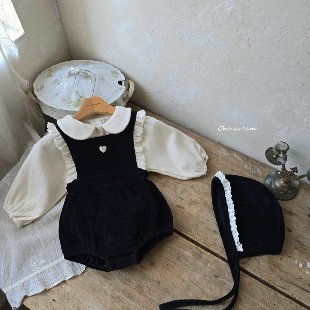 Choucream 包屁衣 (含帽) 슈크림 하트멜빵슈트(보넷set)-細節圖8